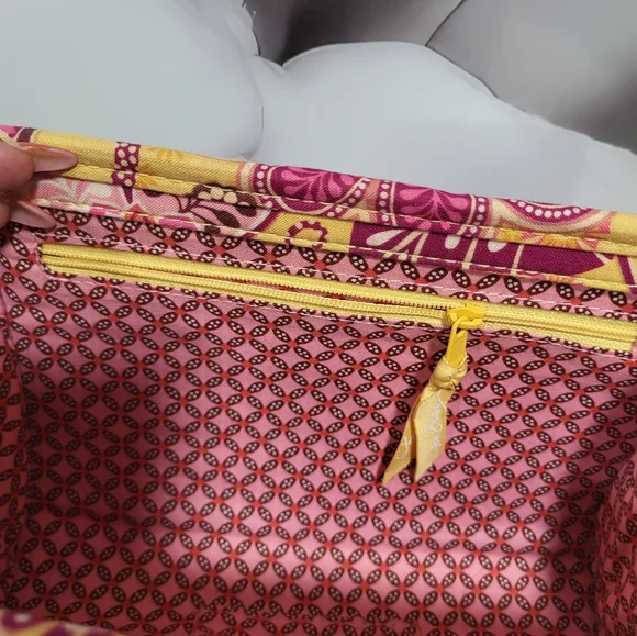 Vera Bradley Women’s Tiki Clutch Bali Gold Sz M Floral Chunky Coco Shell Button - Picture 6 of 8